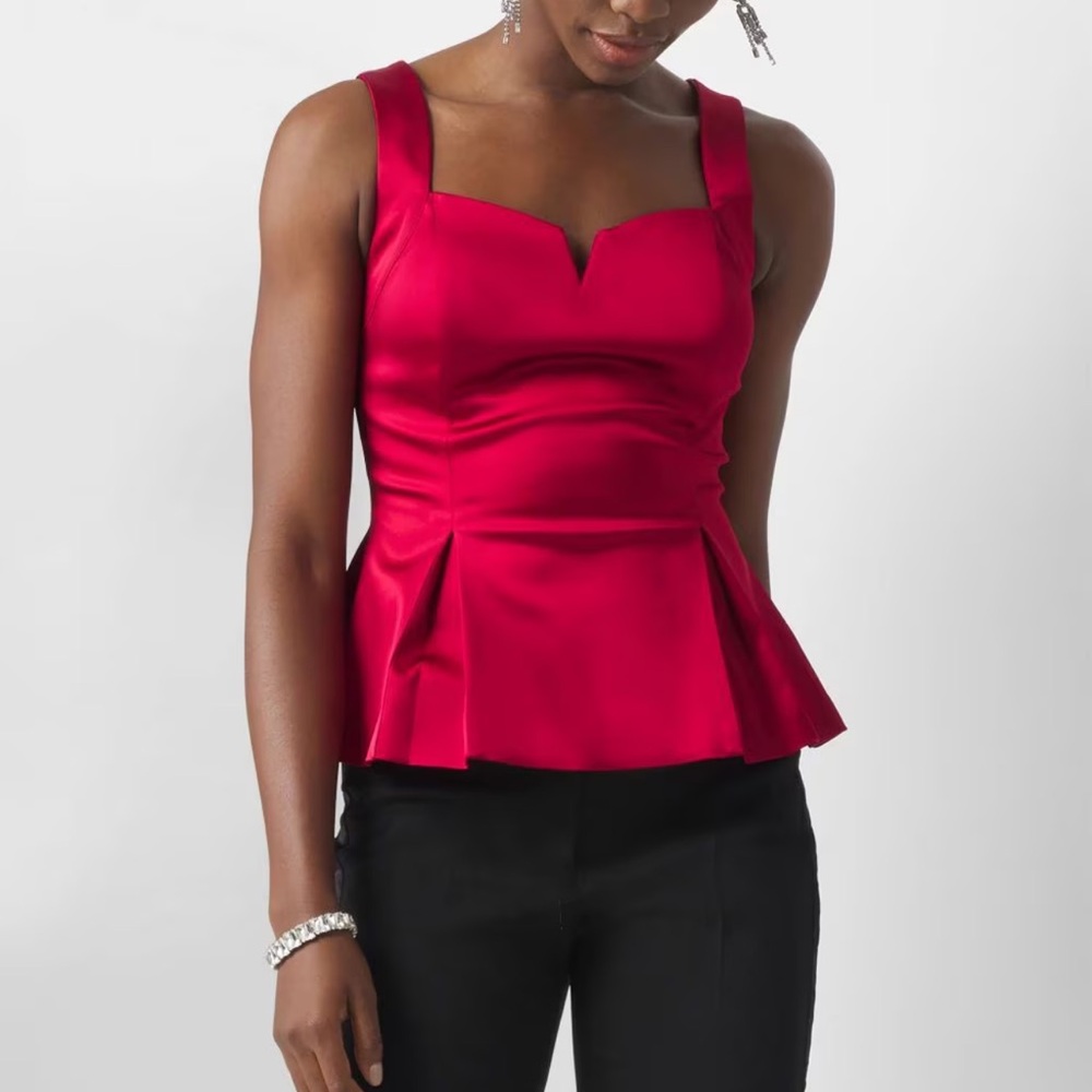 White House Black Market Satin Pleated Peplum Bustier